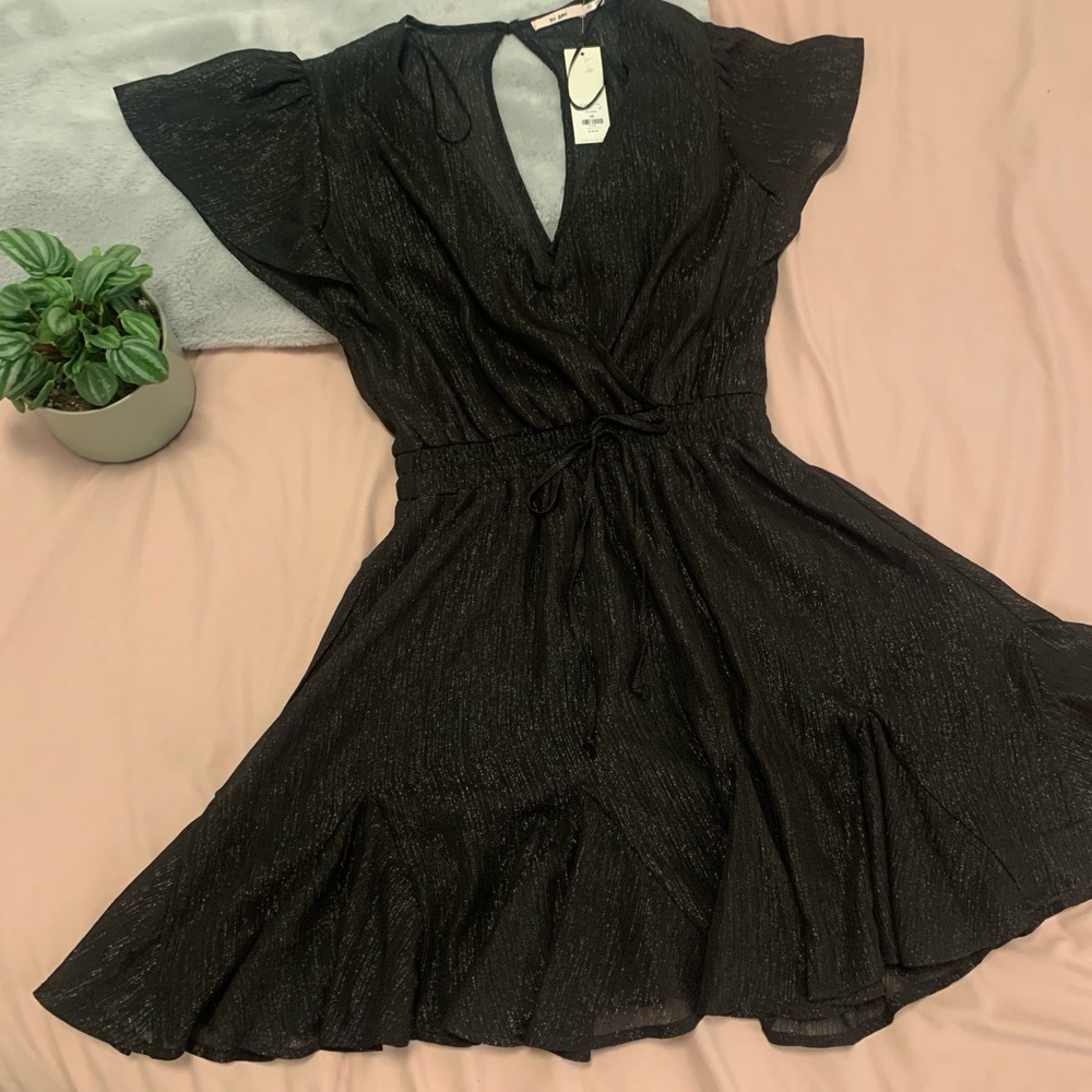 NEW Francesca’s Black Glitter Mini Dress